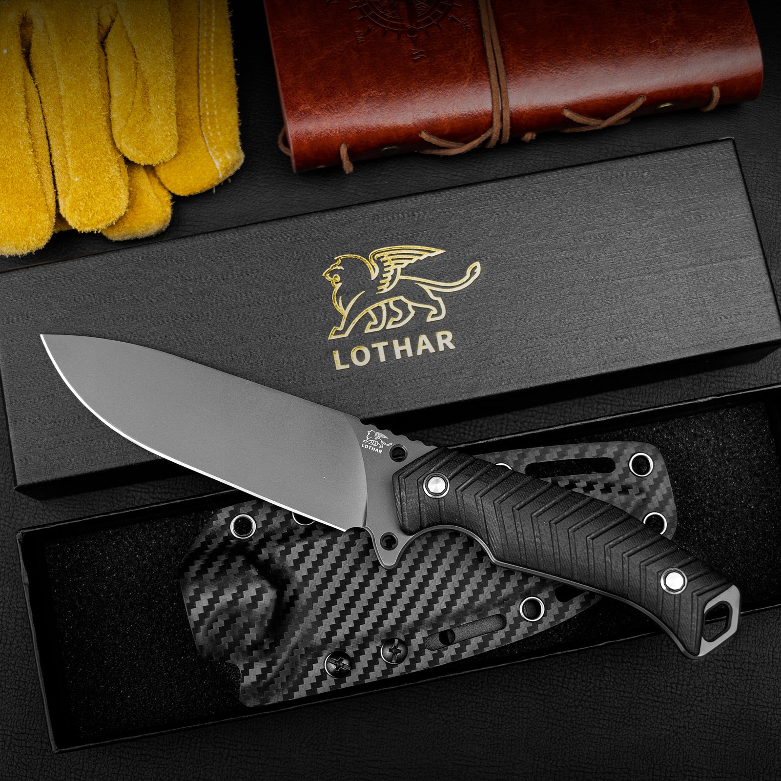 LOTHAR MOOSE Fixed Blade Hunting Knife, 5.3 Inch Sharp D2 Blade Bowie –  LOTHAR KNIFE