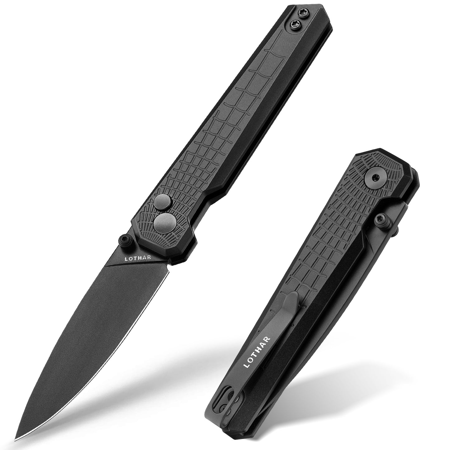 LOTHAR Spider Pocket Knife, 2.98" 14C28N Blade EDC Knife, Aluminum Handle, Button Lock