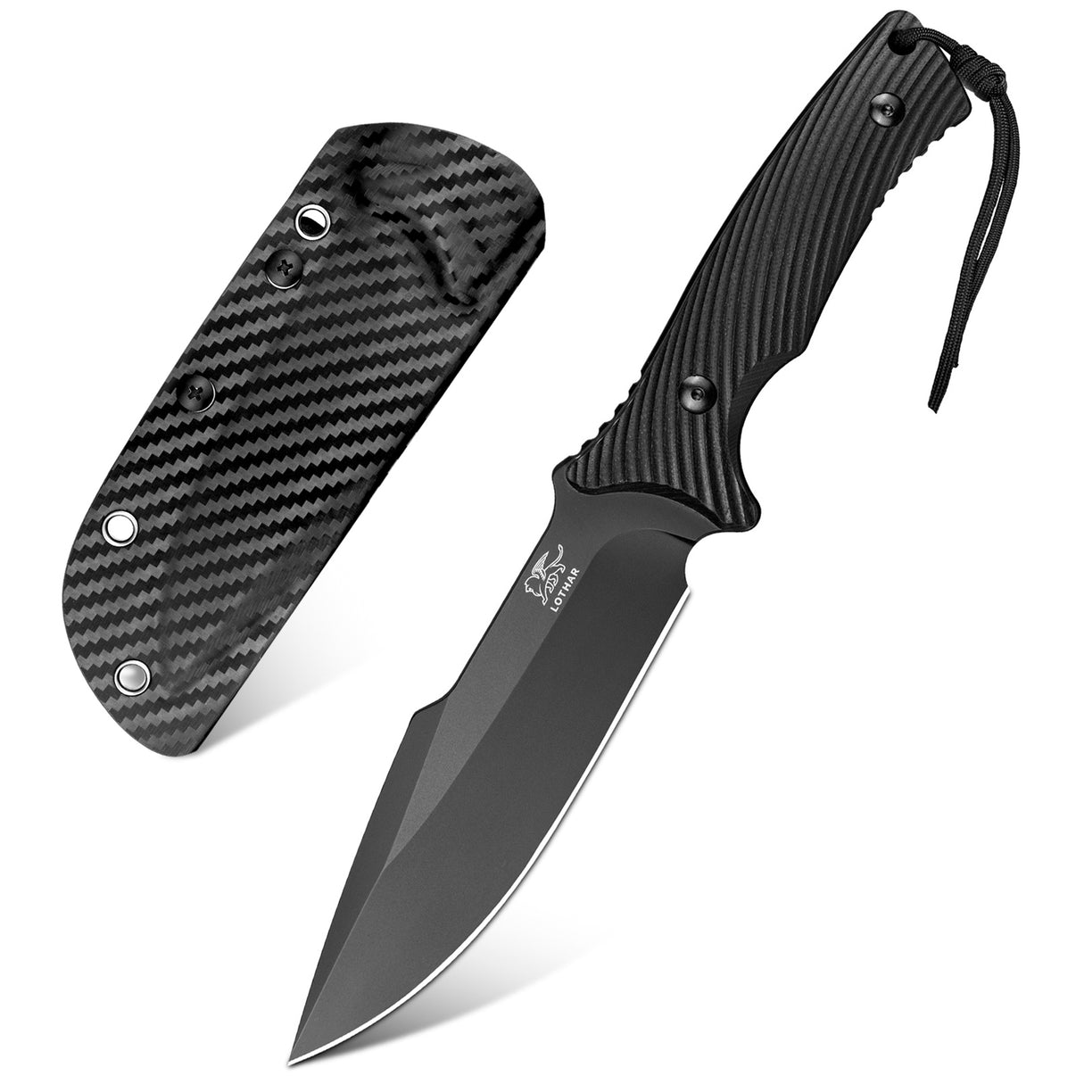 LOTHAR KA52 Survival Knife, 4.5'' D2 Blade Full Tang Fixed Blade Hunti ...